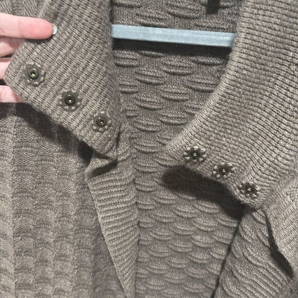 Rani Arabella Brown Cashmere Checkerboard Sweater Jacket - Picture 7 of 9